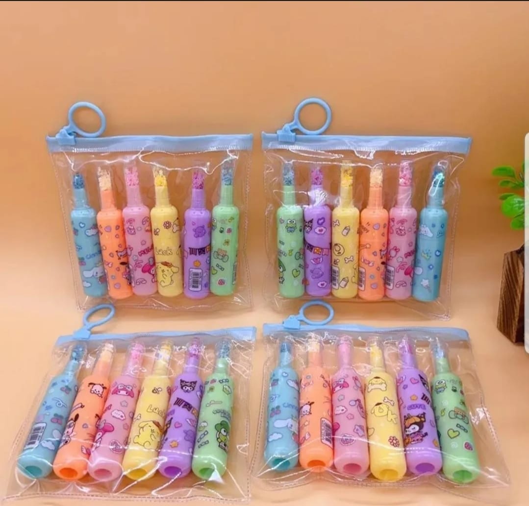 6-Pack Cute Character Highlighters
