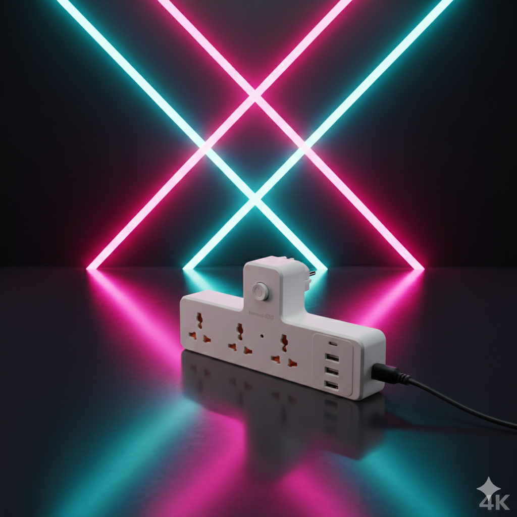 Portable Power Strip 3 Sockets + 3 USB + 1 Type-C