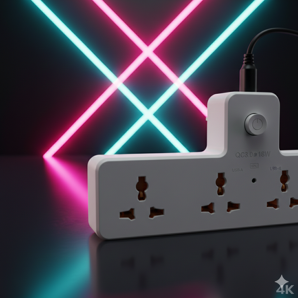 Portable Power Strip 3 Sockets + 3 USB + 1 Type-C