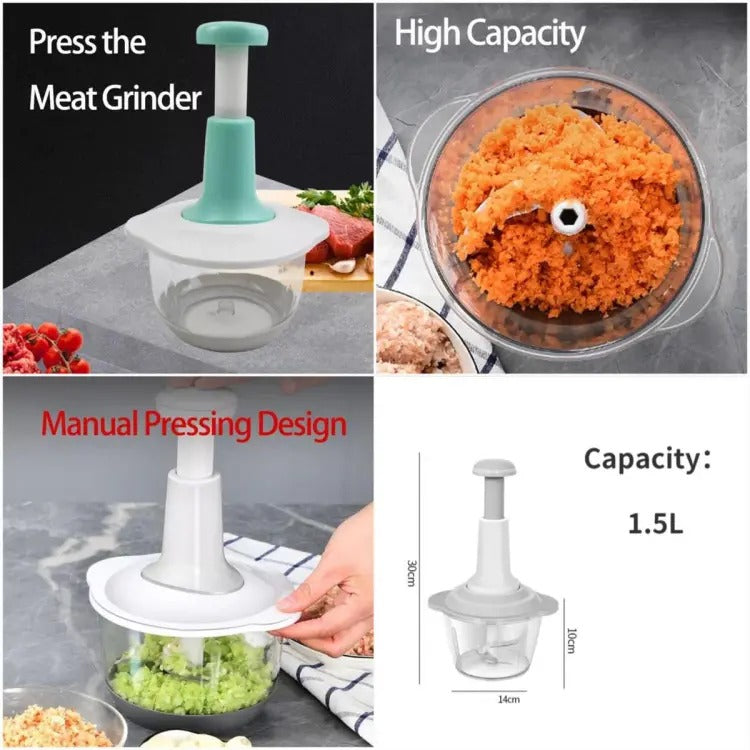 1.5L Manual Hand Food Chopper – Vegetable & Fruit Cutter