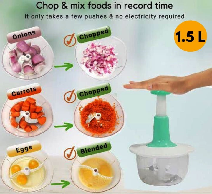 1.5L Manual Hand Food Chopper – Vegetable & Fruit Cutter