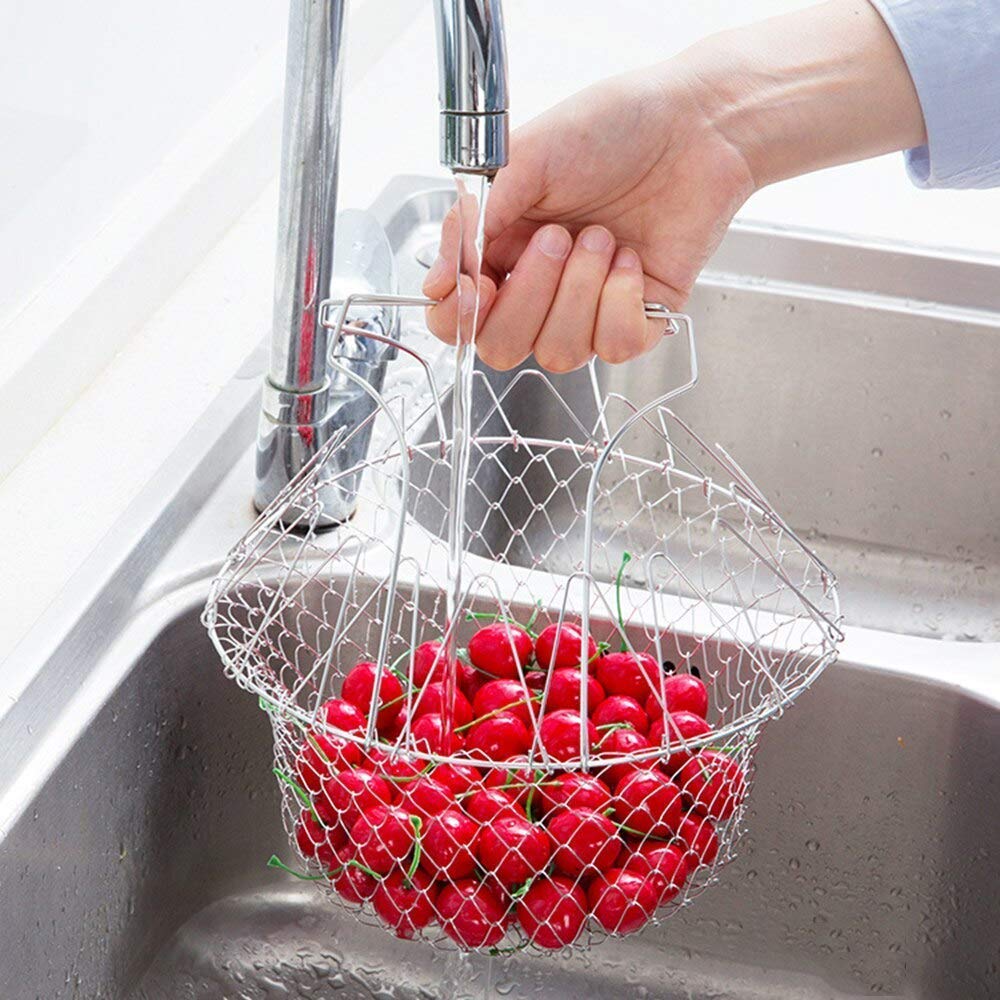 Stainless Steel Multi-Functional Foldable Steaming Basket