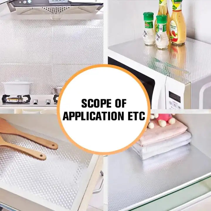 Silver Foil Kitchen Oil Proof Self-Adhesive Wallpaper Roll (60×200cm)