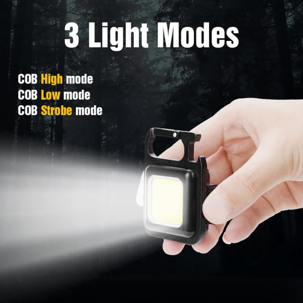 Rechargeable Mini COB LED Keychain Flashlight with Bottle Opener