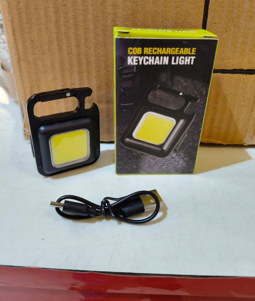 Rechargeable Mini COB LED Keychain Flashlight with Bottle Opener