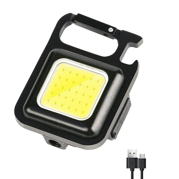 Rechargeable Mini COB LED Keychain Flashlight with Bottle Opener