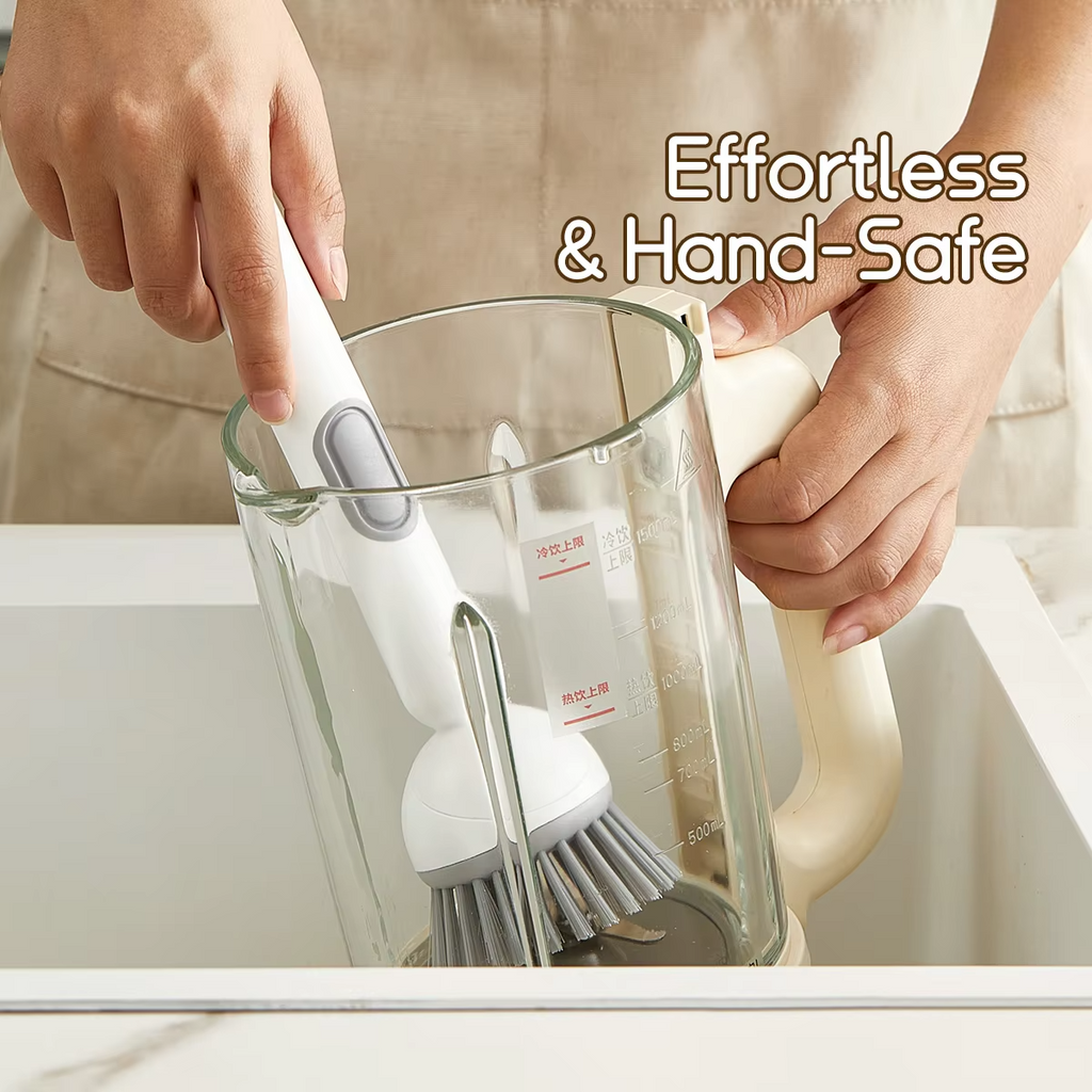Soap Dispensing Kitchen Cleaning Brush with Refillable Handle