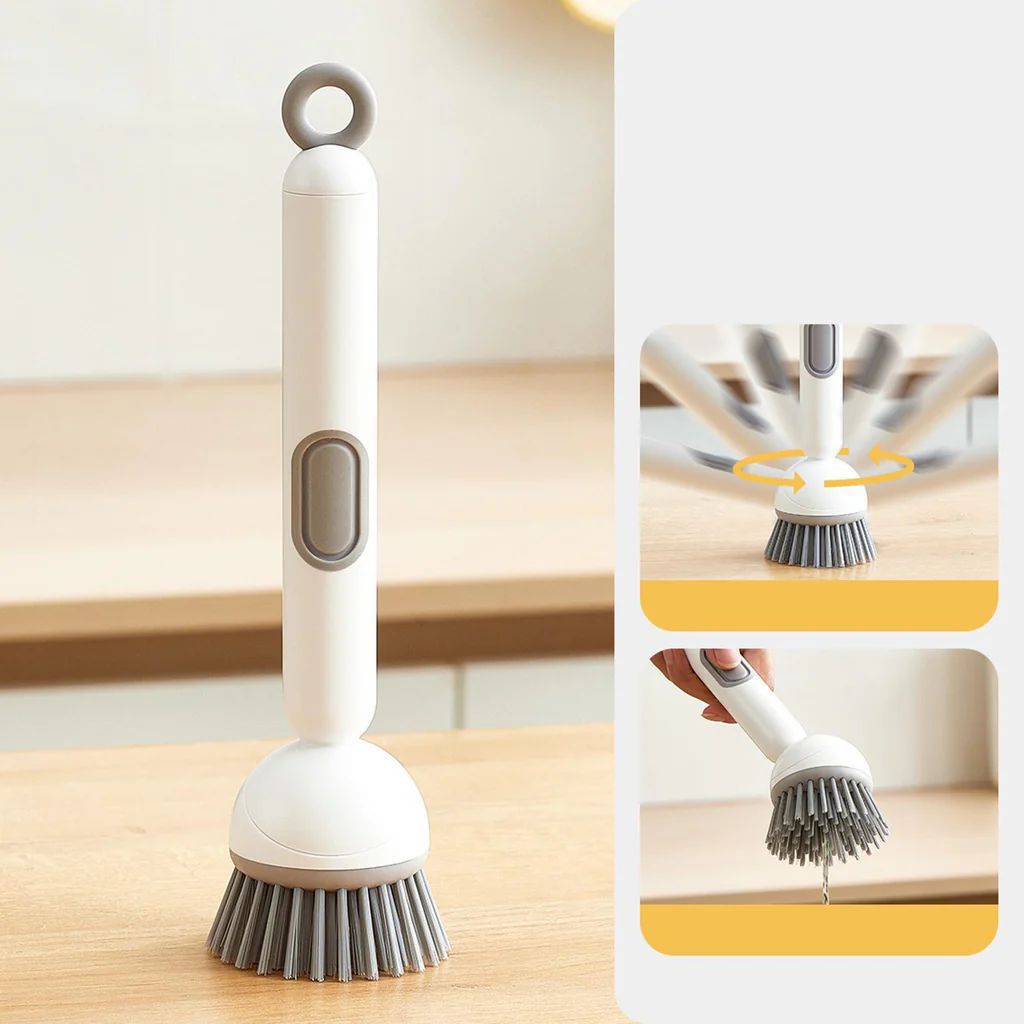 Soap Dispensing Kitchen Cleaning Brush with Refillable Handle