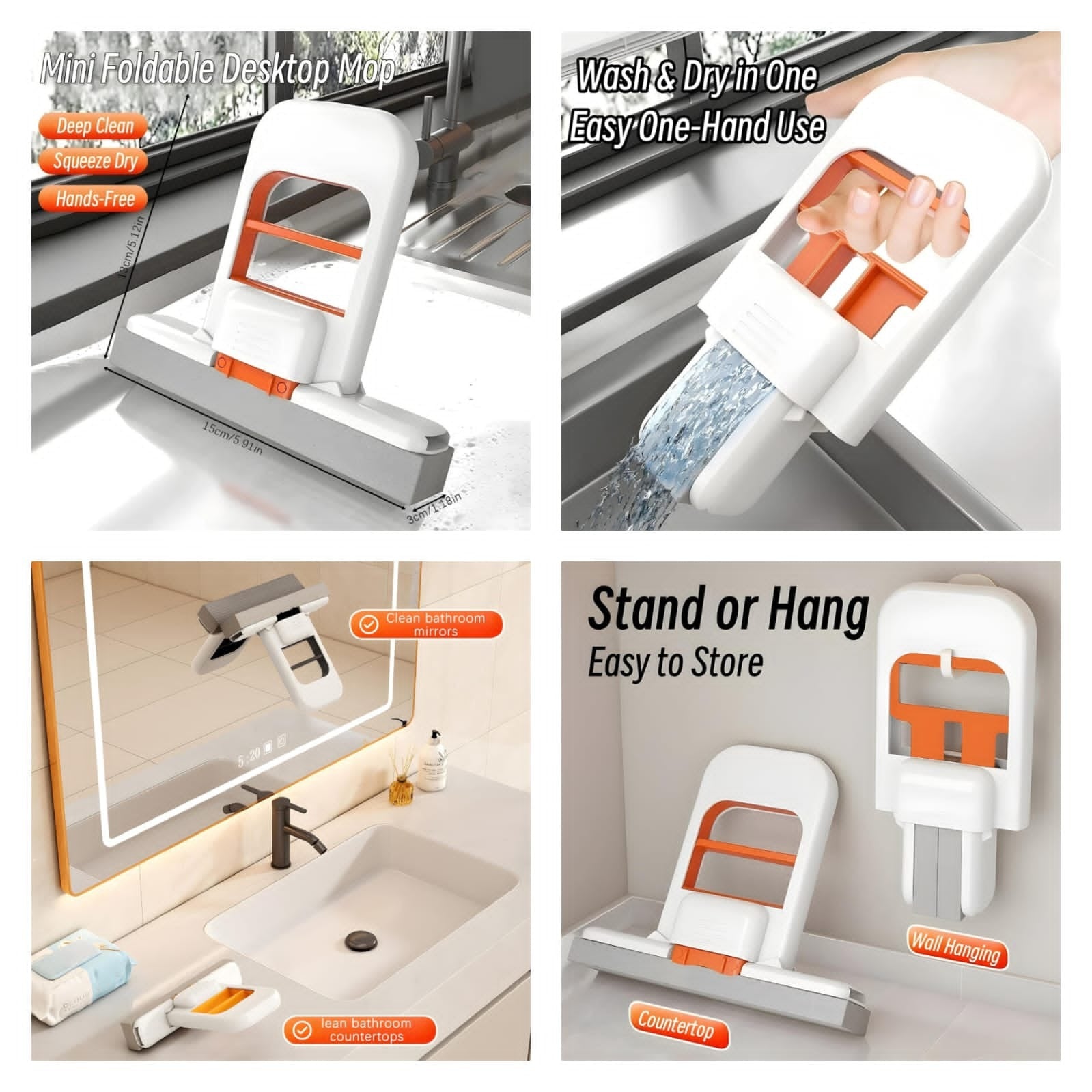 Foldable Mini Mop | Portable Self-Squeezing Cleaning Mop