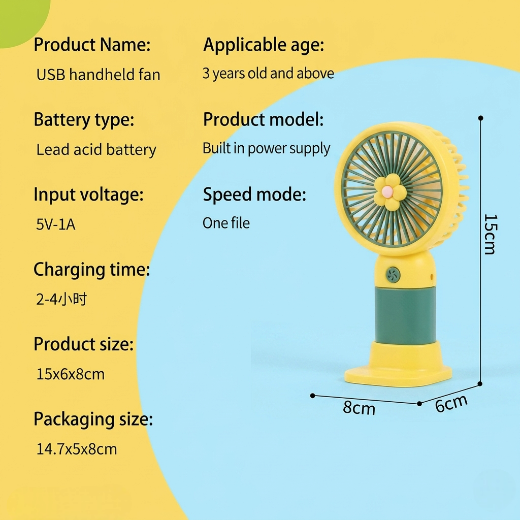 Portable Mini Rechargeable USB Desk Fan with Stand