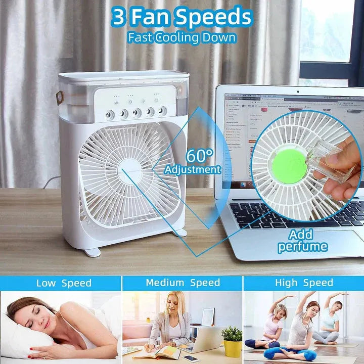 Portable 3-in-1 Air Cooler Fan with Humidifier & LED Light