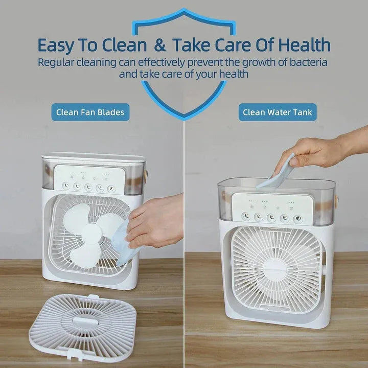 Portable 3-in-1 Air Cooler Fan with Humidifier & LED Light