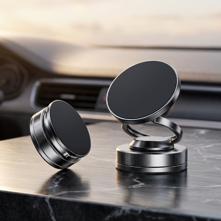 360° Magnetic Car Phone Holder with Vacuum Suction Mount