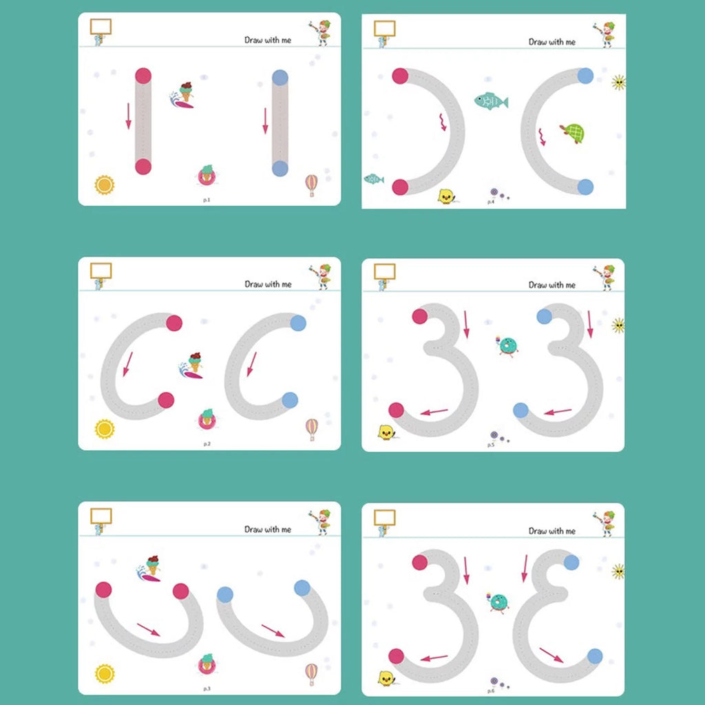 A4 Kids Educational Learning Tracing Book – 64 Pages Reusable Workbook with 2 Markers
