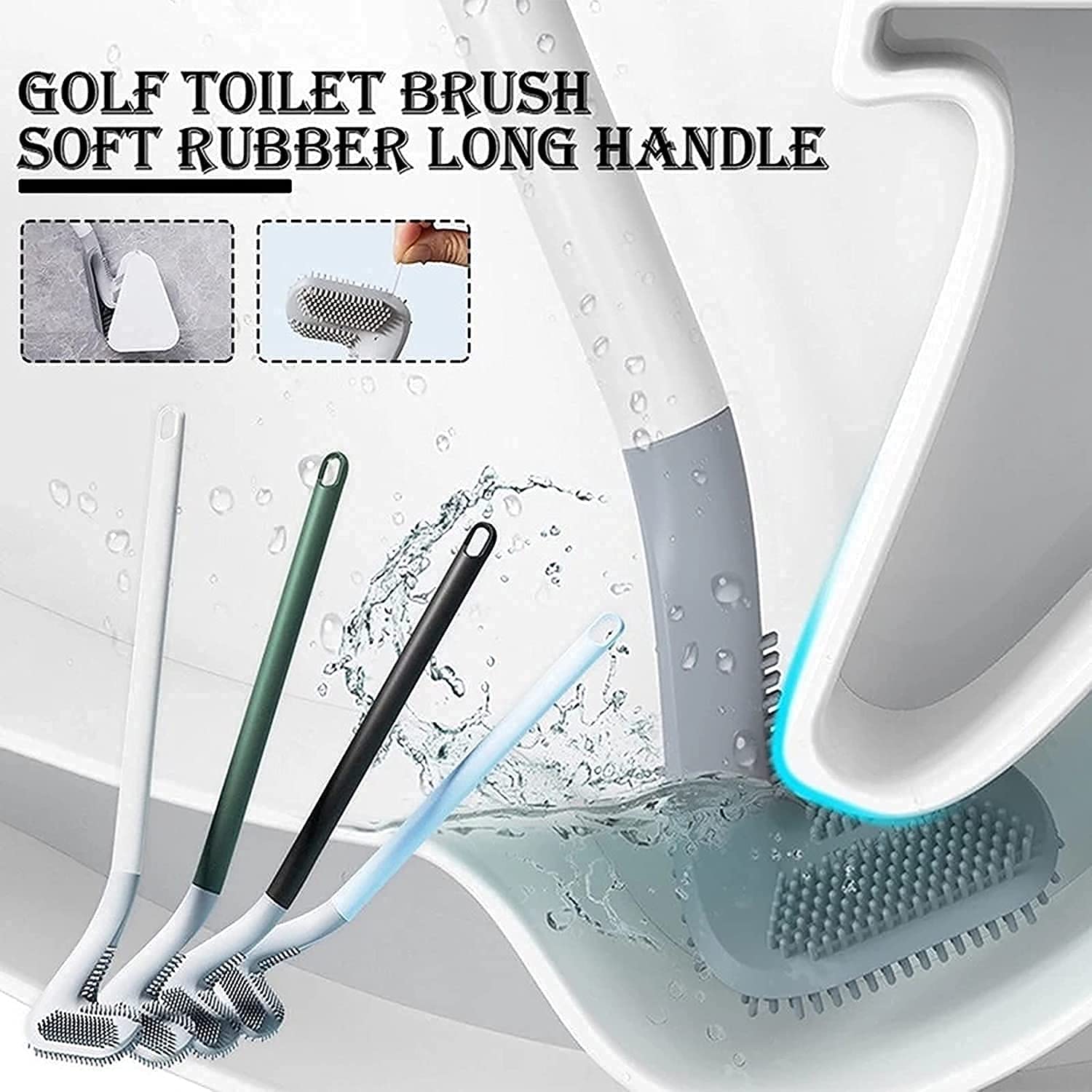 360° Silicone Toilet Brush with Long Handle
