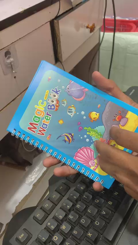 Magic Water Coloring Book for Toddlers – Reusable Water Painting Book with Magic Pen | 8 Pages (Random Design)